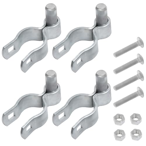 1-5/8" Chain Link Fence Frame Gate Post Male Hinge, Pack of 4, Galvanized Steel Gate Hinge for Fence Posts, Bolts & Nuts Included - size: 1-5/8" Male