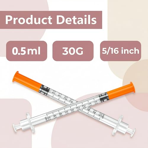 jeringas 0.5cc/ml 30G 5/16" (8mm), Individually Wrapped, Box of 100 - size: 0.5ml 30G 5/16 Inch