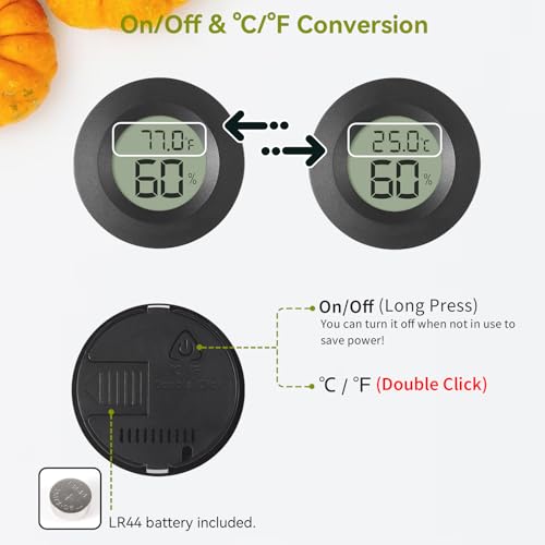 Atogou 2-Pack Mini Hygrometer & Thermometer, Indoor Digital Humidity Meter | ℉/℃, Outdoor Gauge Temperature for Home, Office, Reptile, Car, Greenhouse, Lab, Terrarium, Cellar.. A01 Black - color: Black 2-pack