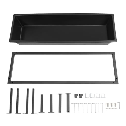Livestock Feeder Water Trough 42" Long 11 Gallon with Adjustable | Stand for Feeding Farm Livestock Sheep Horses Chickens Pigs and Cattle Steel+Plastic Powder Coated