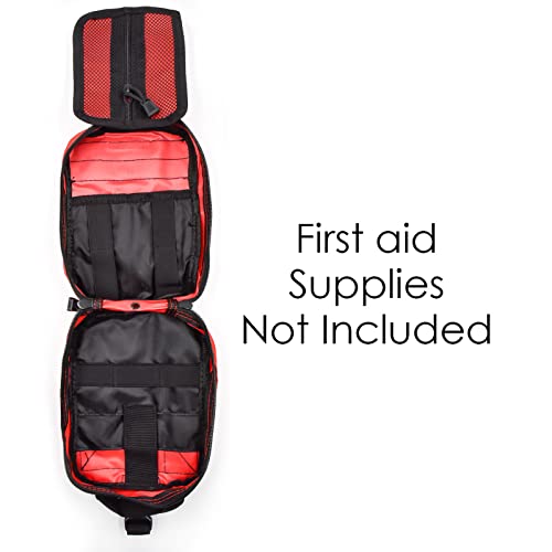 2-Pack First Aid Pouch 1000D Nylon Tactical Molle Medical Pouch Utility Pouch for Outdoor Activities Medical Supplies Bag Only - color: Red