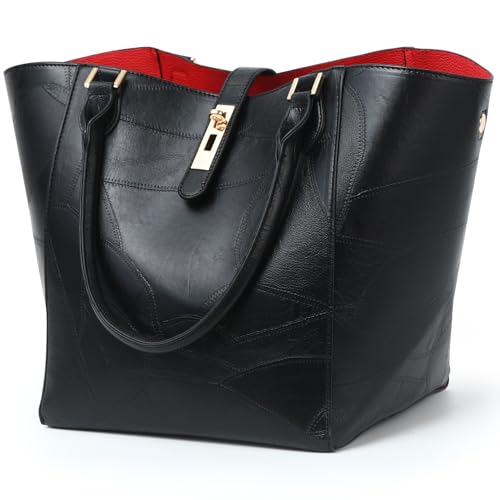 sqlp Large Work Tote Bag for Women Big Bucket Purses Designer Handbags - color: Black Patterned