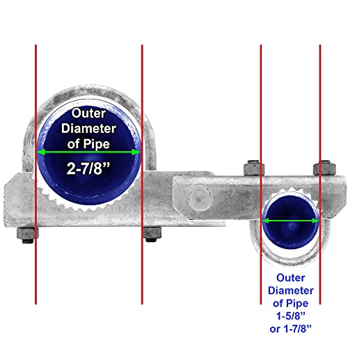 Chain Link Fence 180 Degree Commercial Duty Gate Hinge-for 2-7/8" Outside Diameter Gate Post/Pipe & 1-5/8 Thru 1-7/8" Gate Frames - 2 Hinge Assy - size: 2-7/8" Post - Each