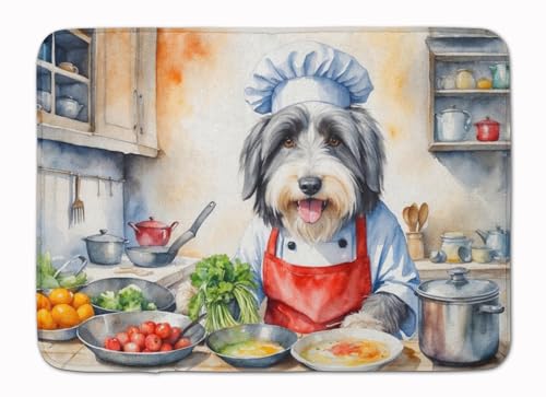 Caroline's Treasures Bearded Collie The Chef Memory Foam Kitchen Mat Machine Washable Anti-Fatigue Mat Cushion Comfort Bath Mat or Kitchen Rug - color: Bearded Collie 6198