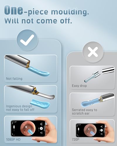 Ear Wax Removal, Ear Cleaner with Camera and Light, FSA - HSA Eligible, Ear Wax Removal Tool Camera with 1080P, Ear Cleaning Kit with 6 Spoons - color: Deep Blue