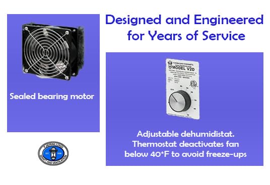 Tjernlund V2D Underaire Crawlspace Ventilator Fan Moisture Reducing 220 CFM - size: 220 CFM, style: With Dehumidistat