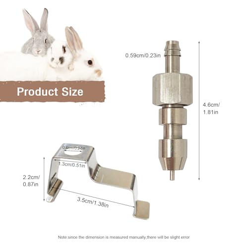 8pcs Stainless Steel Rabbit Watering Nipples Metal with Cage Clips Rabbit Water Nipples Dispenser Hamster Waterer Automatic Watering System - color: silver
