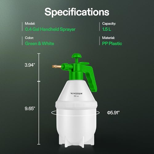 VIVOSUN 50oz Pump Sprayer, Handheld Garden Water Sprayer Bottle (Pack of 2) - color: Green, size: 50oz (Pack of 2)