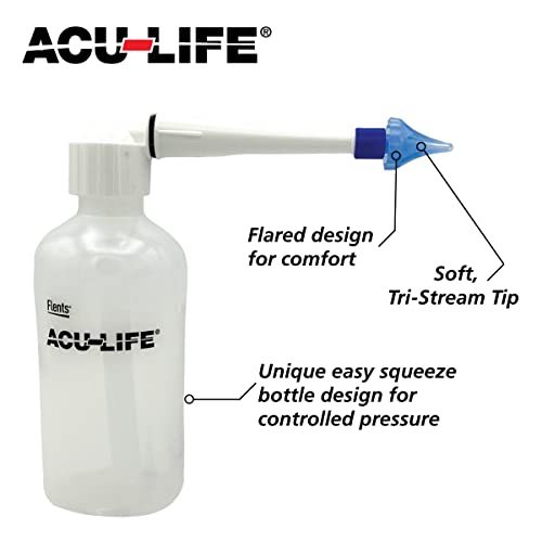 ACU-Life Ear Irrigator Kit with Basin, Syringe & Squeeze Bottle | Tri-Stream Tip With Flared Design For Comfort, Basin & Tools For Rinsing, Supports Controlled Flow, Simple To Operate - style: Basin, Ear Syringe and Easy Squeeze Bottle