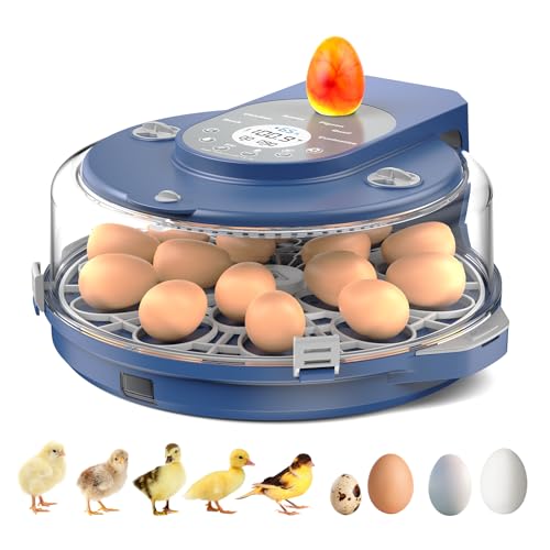 15 Egg Incubator for Hatching Eggs, 5 Preset Incubation Modes + 1 Custom Mode with Adjustable Temperature & Humidity Control, Automatic Egg Turning for Duck, Chicken, Goose, Pigeon & Quail