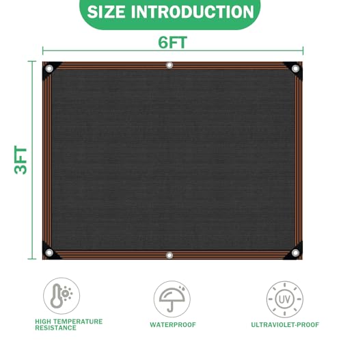 Shade Cloth -for Garden Plants,60-70% Sunblock Shade Neting -for Outdoor Garden Bed Neting Mesh Pergola Patio Lawn Sun Cloth - for Dog Kennel Cover Chicken Coop - size: 3'x6'