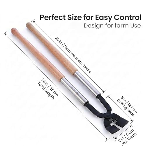 Heavy-Duty Hoof Trimmer – 34" Total Length with 29" Wooden Handle & 5" Cutting Head | Chrome Vanadium Steel for Horses, Cattle, Goats & Livestock