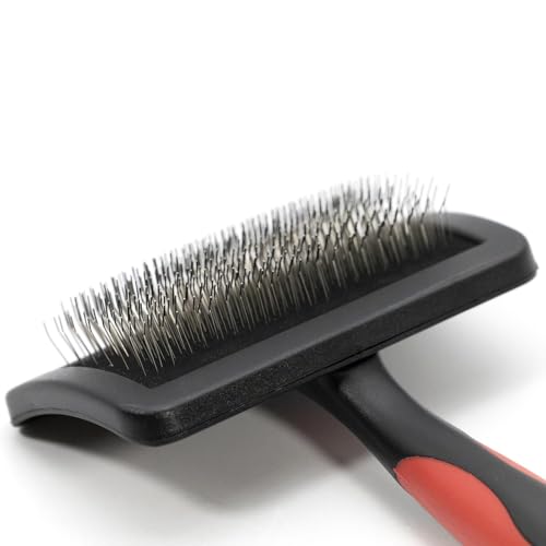 Jeffers Dual Level Pin Universal Slicker Brush for Dogs, Cats & Small Pets - Curved Grooming Brush with Long & Short Pins for Shedding, Detangling, Finishing - Remove Mats & Dead Coat - Medium - color: Dual Level Pin, size: Medium
