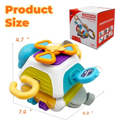 Busy Cube for Toddlers 2-3, Montessori Sensory Activities Busy Board Baby Gifts Infant Boys Girls Travel Toys Educational Learning