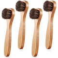 4 Pcs Horsehair Shine Shoes Brush Kit Polish Dauber Applicators Cleaning Leather Shoes Boots Care Brushes Suede Cleaner Brush with Microfiber Shoe Cloth(Wooden Handle A) - style: Wooden Handle A