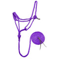 Jeffers Equine Braided Mule Tape Halter with 10' Detachable Lead Rope Set for Horses, 14 to 18 Hands - Stylish Design with Adjustable Poll Strap, Easy to Use Western Tack - Purple - color: Purple