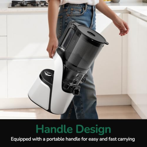 Canoly 3-in-1 Cold Press Juicer C16, Makes Juice & Sorbet & Nut Milk | 6" Extra Wide Feed Chute, Durable AC Brushless Motor, Self Precut System, Juicer Machines with BPA-Free (Pearl White) - color: Pearl White