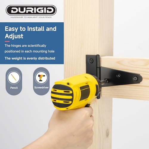 2 Pack 4 Inch T Hinge, Hinges for Wood, Gate Hinge, Gate Hardware, Fence Hinges for Outdoor Gates, Wooden Box, Cabinet, Ideal Outdoor Useage - size: 4 Inch