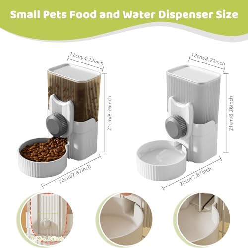 Hanging Cage Auto Pet Food Bowl Water Bottle Dispenser, 1L, Grey | Auto Gravity Pet Feeder and Waterer Set, Kennel Feeding Station, Crate Feeder Dish, For Rabbit Puppy Cats Ferret - color: Grey
