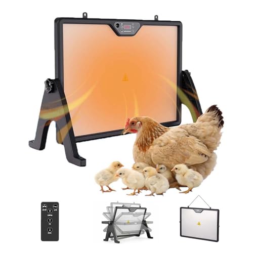 GROZY Double-Sided Chick Brooder Heat Plate 86-167°F Adjustable Temperature Angle Heater with Remote LED Night Light & Temp Display, Energy Saving Chicken Coop Heater for Chicks Ducks Cats Dogs