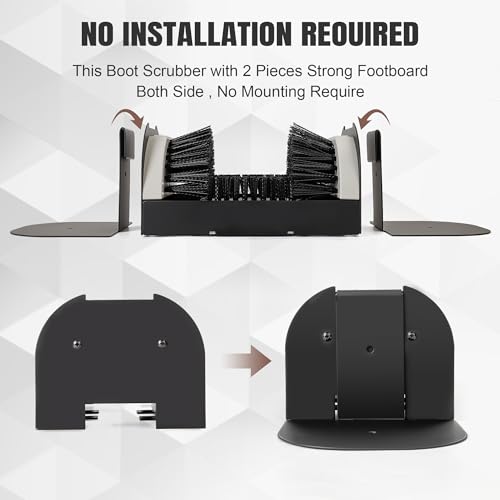 Portable Boot Scrubber with Fold-Out Footboards | No Mounting Required Heavy-Duty Mud Scraper for Work Boots & Outdoor Shoes - color: Boot Scraper With Footboard