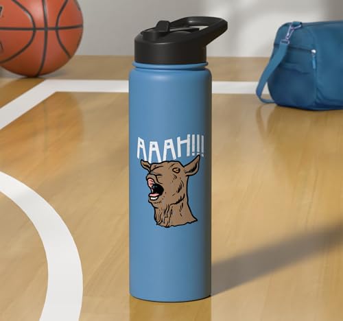 Goat Aaah Bleating Scream Animal Lover Farmer Men Women Kids Stainless Steel Insulated Water Bottle - color: Light Blue