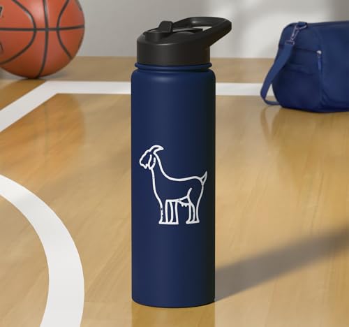 Goat Pocket Cute Farm Animal Boys Girls Kids Youth Women Men Stainless Steel Insulated Water Bottle - color: Navy Blue