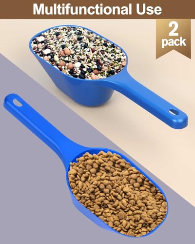 2 Pack Dog Food Scoop, 1 Cup Pet Food Scoop With Measuring Lines (Blue) | Clear Markings for Precise Measuring 1/2 and 1 Cup Lines,Dishwasher Safe,Plastic,Portable and Sturdy - color: blue