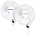 Hurricane Classic Oscillating Wall Mount Fan, 3 Speeds, White-16in, 2 Pack | Corded Electric Air Cooling Unit w/ Easy Pull Cord Controls for Home, Grow Tents, Offices, Sheds, Studios, Garages & Dorms - style: 16" Classic