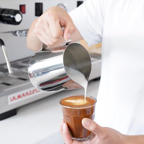 watchget 12oz Milk Frothing Pitcher Stainless Steel Espresso Steaming Jug | Clear Internal Scale, Milk Coffee Cappuccino Latte Art Barista Steam Pitchers,Barista Coffee Bar Accessories, 350ml, Silver - color: Silver, size: 11.8 Ounces