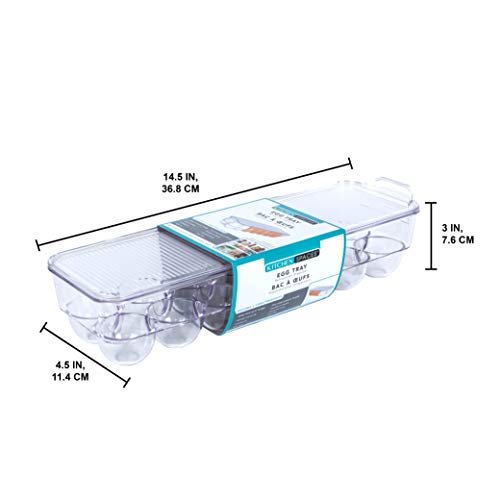 Kitchen Spaces KSEG12-AMZ Egg Tray 14pc Stackable Food Storage Organizer for Refrigerator, 14.5" x 3" x 4.5", Clear - style: Stackable Egg Tray
