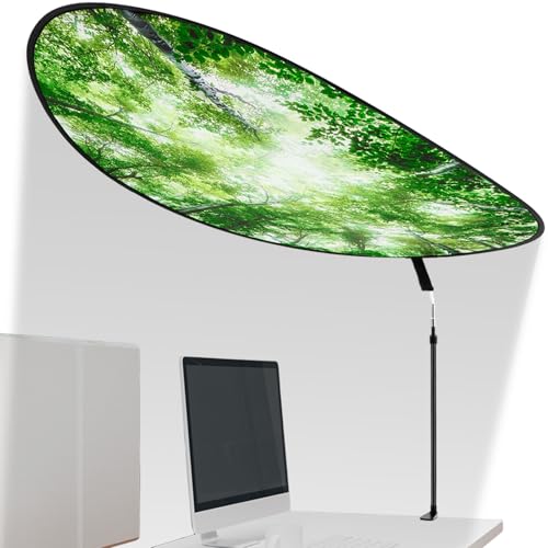Large Adjustable Office Cubicle and Desk Shade,51'' Portable Cubicle Light Shade with Clamp Foldable Rotatable Canopy Blocks Light or Disturbance for Working Accessories(Forest) - style: Forest