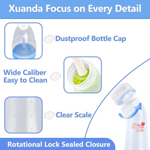 Pet Feeding Bottle and Syringes, 3 Sizes Nipples with Ventilation Valve Resistant Tearing Perfect for Puppies, Kittens, Small Wildlife (Blue) - color: Blue