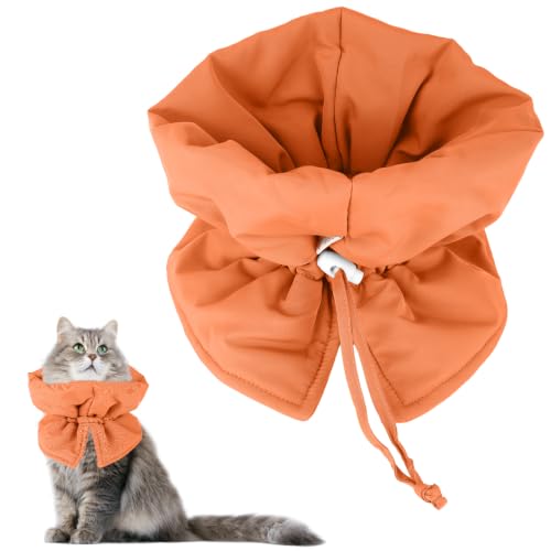 BOXOB Cat Cone Collar, Adjustable Pet Recovery Collar (Orange) | Adjustable Recovery Collar Lightweight Waterproof & Soft Cat Recovery Suit Avoid Licking Wounds for Cats & Dogs - color: Orange