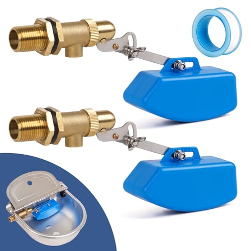 Brass Float Valve for Water Trough Stock Tank,3/4 Inch Automatic Water Level Control Pond Farm Livestock Cattle Goat Horse Livestock Waterer Pool Auto fill Float Valve (3/4" 2PCS) - style: 3/4" 2PCS