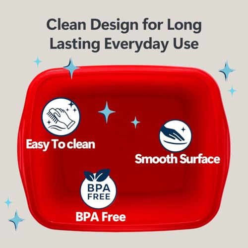 Tribello Plastic Wash Tub Dishpan Basin and Foot Bath for Soaking Feet, Laundry Hand Wash Bucket, Dish Pans for Washing and Storage Cleaning Supplies - 12 Quarts - Heavy Duty - Made in USA (Red) - color: Red