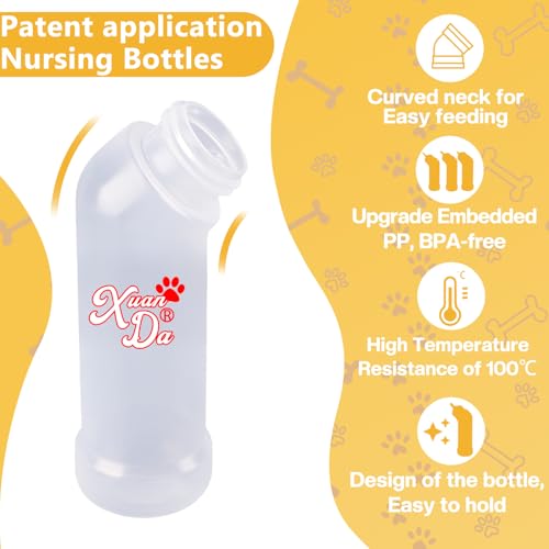 Kitten Nursing Nipple with Syringe, Wide Mouth Angled Puppy Feeding Bottles, with Ventilation Valve Resistant Tearing for Puppies, Kittens, Rabbit, Small Wildlife (L Nipple,Yellow) - color: Yellow, size: Model 3