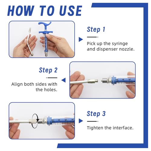 2 Pcs Goat Syringe Reusable Adjustable Goat Drench Syringe with 2 Drench Nozzle and Needles, Feeding Supplies for Cattle, Sheep, Goats, Horse, Pig, Dog (Blue, 10ML) - color: Blue, size: 10ML