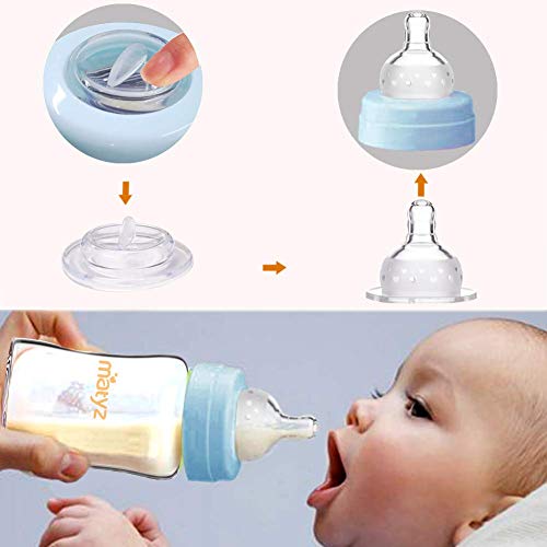 Matyz Glass Breastmilk Storage Containers, 4 Pack, 6 oz Bottle, Fit with Spectra Medela Avent Pump - Wide Mouth Breastmilk Collection and Storage Bottle with Lids - No BPA (2 Green & 2 Blue Lids) - color: [Pack of 4] 2 Green & 2 Blue Lids - 6 Ounce Clear