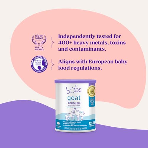 Bubs Whole Goat Milk Toddler Nutritional Drink for 12-36 Months, 20 oz | Goat Milk-Based Powder with Iron, DHA, ARA, Prebiotics & Essential Nutrients to Support Gentle Digestion, with Non-GMO Milk