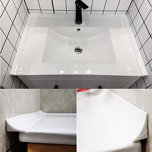 78 inch Shower Threshold Water Dam Barrier Water Stopper, Glass Shower Door Bottom Seal Strip, Silicone Rubber Kitchen Sink Splash Guard for Countertop, Bathtub, Bathroom（White） - color: White, style: 78 Inch