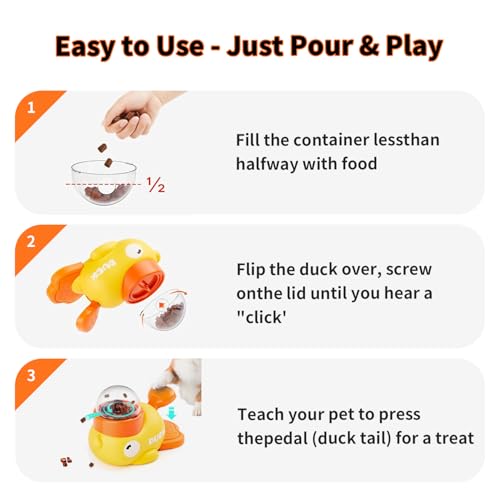 Interactive Dog Treat Dispenser Toy | Cute Duck Slow Feeder & Food Puzzle for Cats Puppies - Durable IQ Training Pet Toy for Boredom Relief & Healthy Digestion