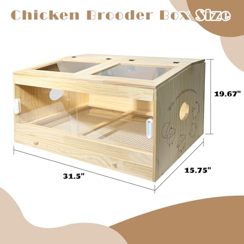 25-Piece Large Chicken Brooder Box 32", Drawer Manure Separation, All-in-One Kit, Up to 35 Chicks, Brooder with Temp Controller, Thermometer, Chicken Brooder Box for Quail, Hamsters, Pattern C - size: 31.5"L x 15.75"W x 15.75"H