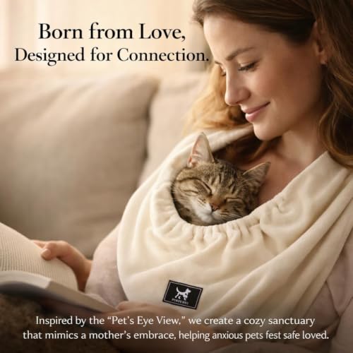 Donut Cat Sling Carrier for Small Pets 3-13 lbs, Soft Polar Fleece | Hands-Free Pet Pouch, Lightweight Indoor Cuddle Bag, Cozy Wearable Carrier for Cats, Kittens and Small Pets, Apricot - color: Apricot
