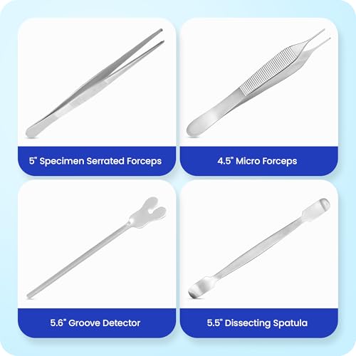 Dissection Kit Durable 38-Piece for Medical & Veterinary Students | Stainless Steel Biology Lab Anatomy Dissecting Set with Scalpel Blades - Case, 18 Reusable Tools & 20 Blades