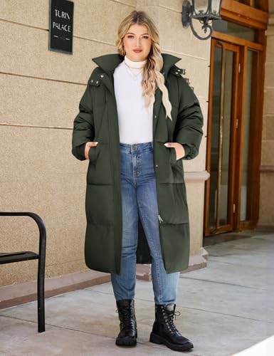 HEEKPEK Womens Plus Size Winter Coats Long Puffer Jackets Hooded Quilted Water Repellent Warm Trendy Parka Outerwear 2025 - color: Army Green, size: X-Large Plus