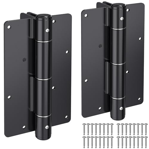 Insaga 5-3/4" Self-Closing Gate Hinges Heavy Duty Black E-Coated, 2 Pack | Carbon Steel, Rust-Proof E-Coat, 4-Side Mount for Pool/Yard, Self-Close Spring, No Adjustment Needed, 30 Lbs Capacity - color: 2Pack