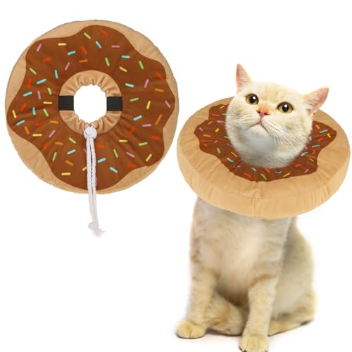 Cat Cone Collar Soft, Cat Recovery E Collar After Surgery to Stop Licking, Adjustable Waterproof Neck Elizabethan Pet Kitten Puppy Donut Pillow for Cats Wound Healing, Donut - color: Donut, size: Small(5-9.5in)