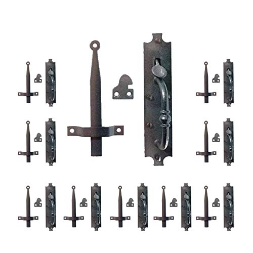 Renovators Supply Manufacturing Black Cast Iron Norfolk Door Latches Traditional Gate Or Door 8" Tall Thumb Latches Black Powder Coated Two Sided Gate Latch Locks with Mounting Hardware Pack of 10 - color: 8-inch Norfolk, size: Pack of 10