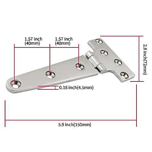 316 Stainless Steel T Hinges Marine Grade 6'' x 3" Heavy Duty Boat Hatch Hinge (150 mm X 72 mm) 2 Pack Casting Cabinet Hardware Door Hinge with Screws - style: 6'' x 3" 2 Pack